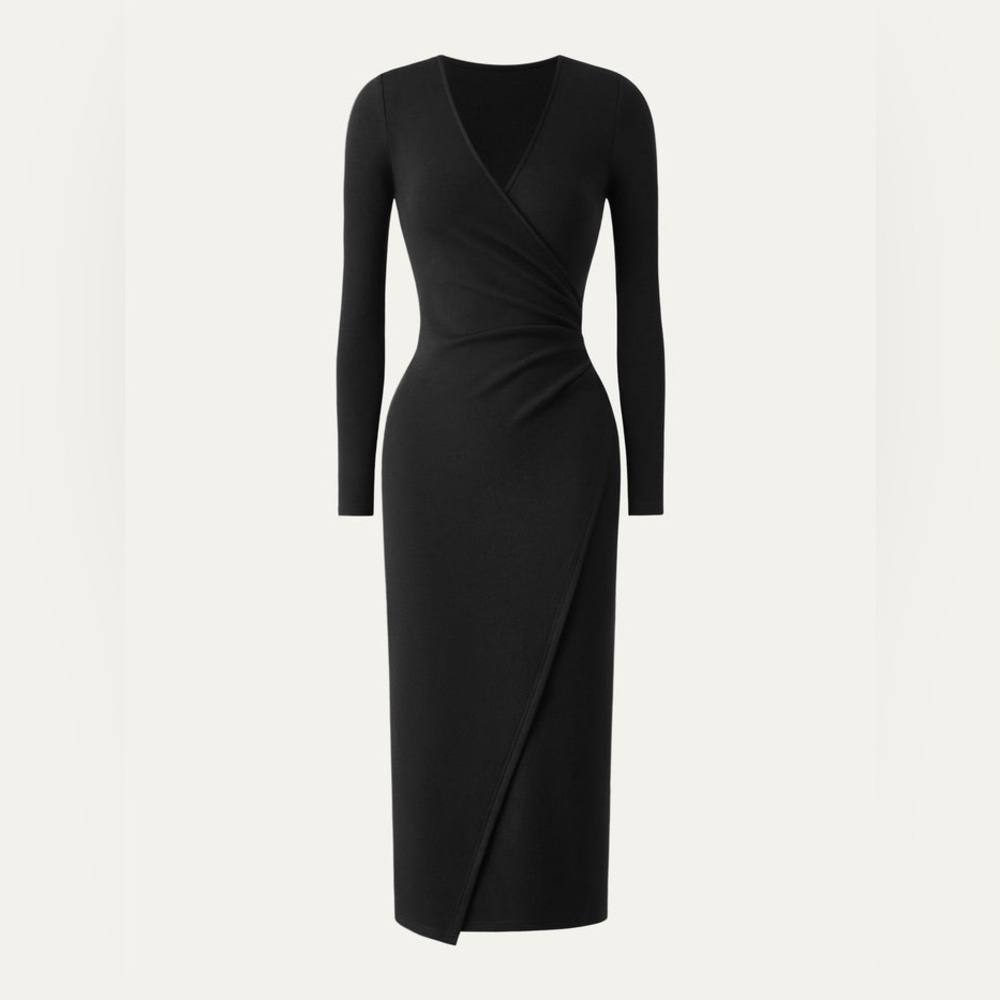 MaxWarm Surplice Wrap Long Sleeve Dress
Black Medium